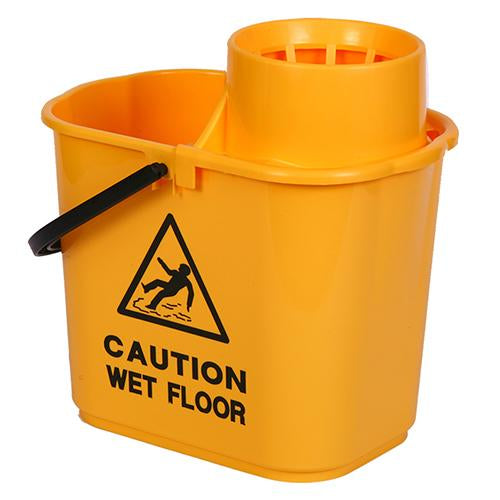Bucket with Wringer & Wet Floor Warning