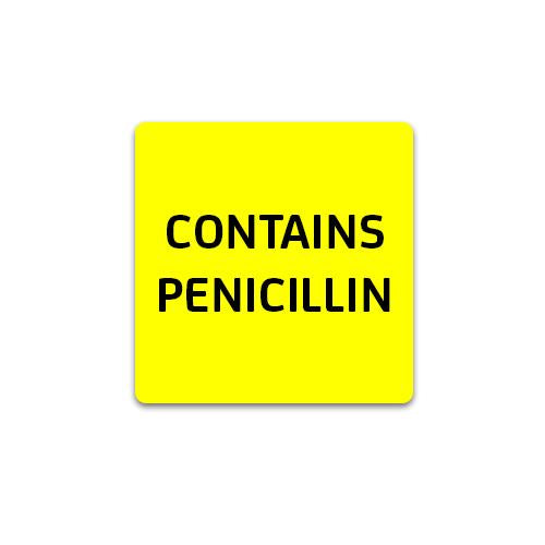 Dispensary Labels - Contains Penicillin (1000) Yellow/black