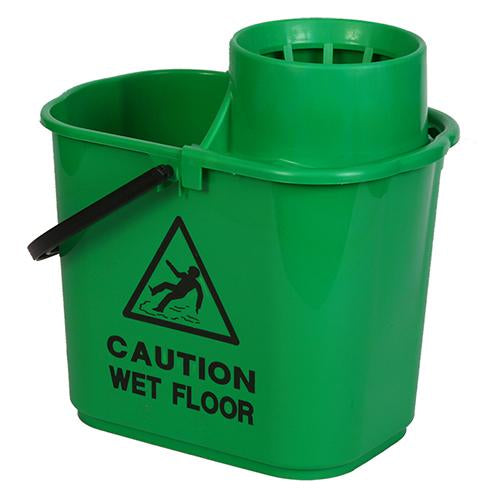 Bucket with Wringer & Wet Floor Warning