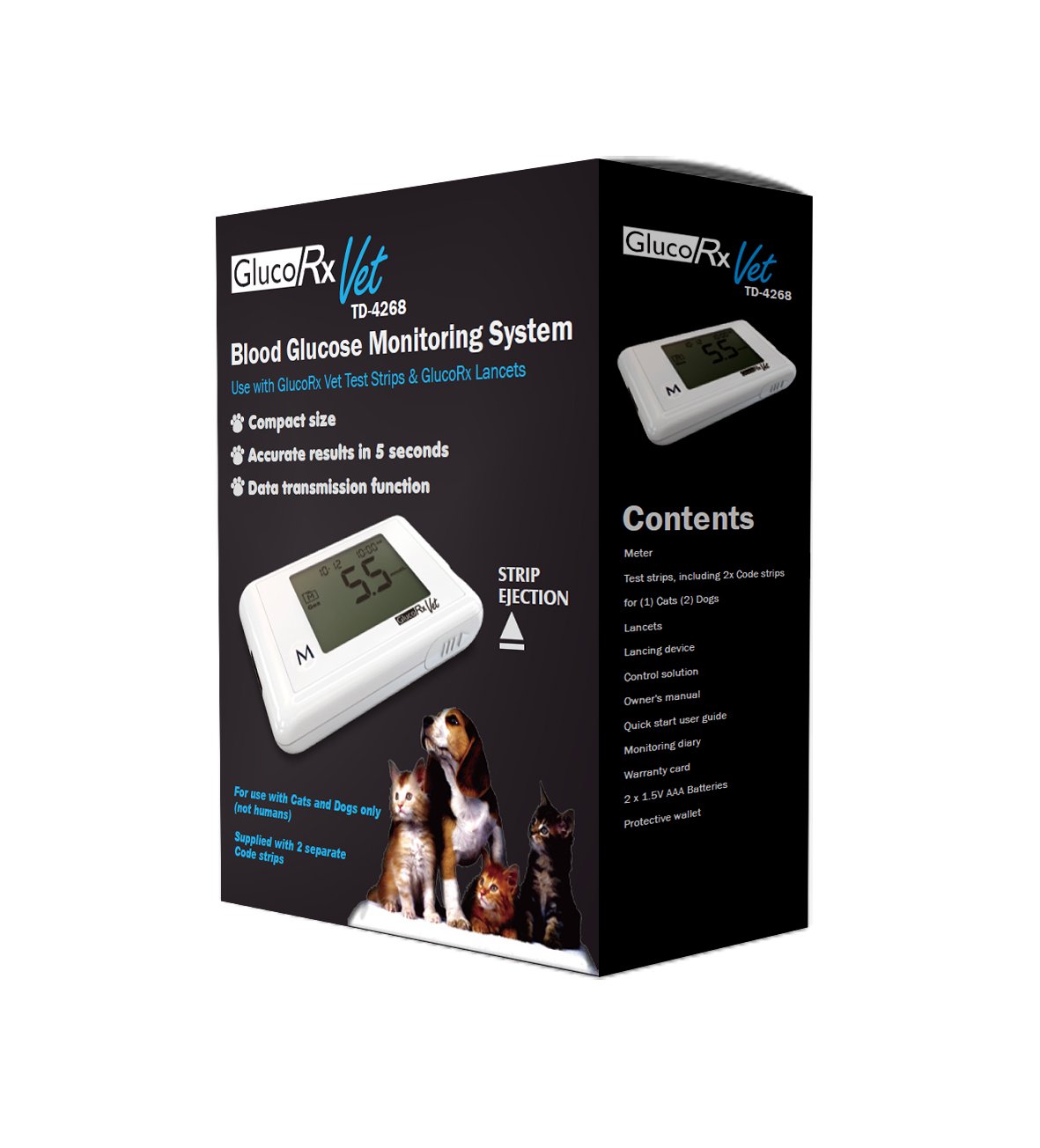 GlucoRx Vet Meter Kit and Strips