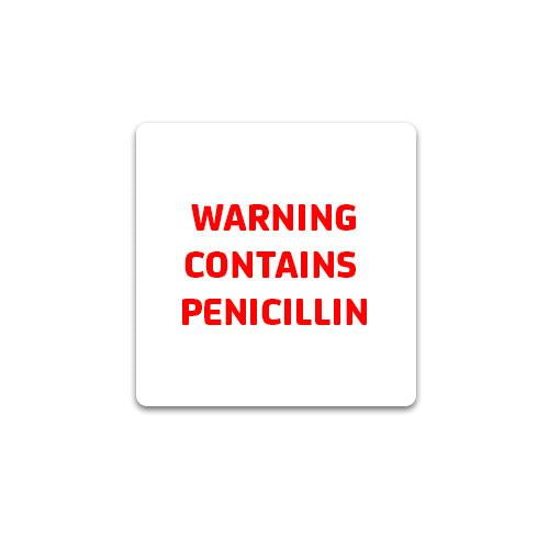 Dispensary Labels - Warning Contains Penicillin (white/red)