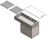 Tub Table with Tap, Removable Grids, Phenolic Top and Phenolic Base Cabinet with Doors (1400 x 600 x 900mm)
