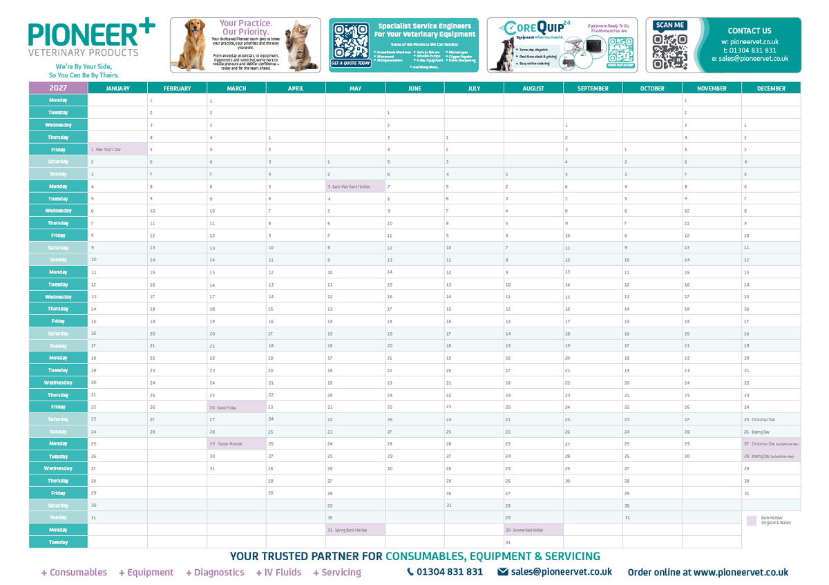 FREE Gift - Pioneer Wallplanner 2027
