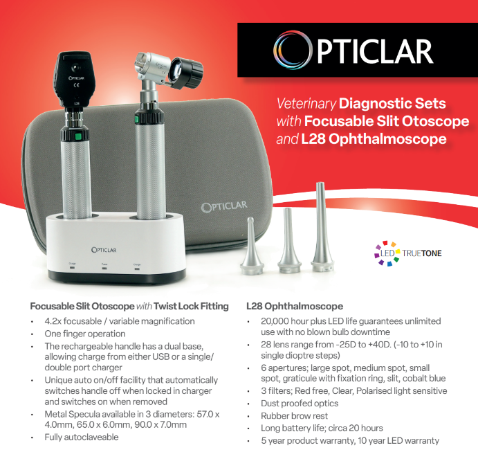 Opticlar Rechargeable Twin Port Diagnostic Set - Metal Tips