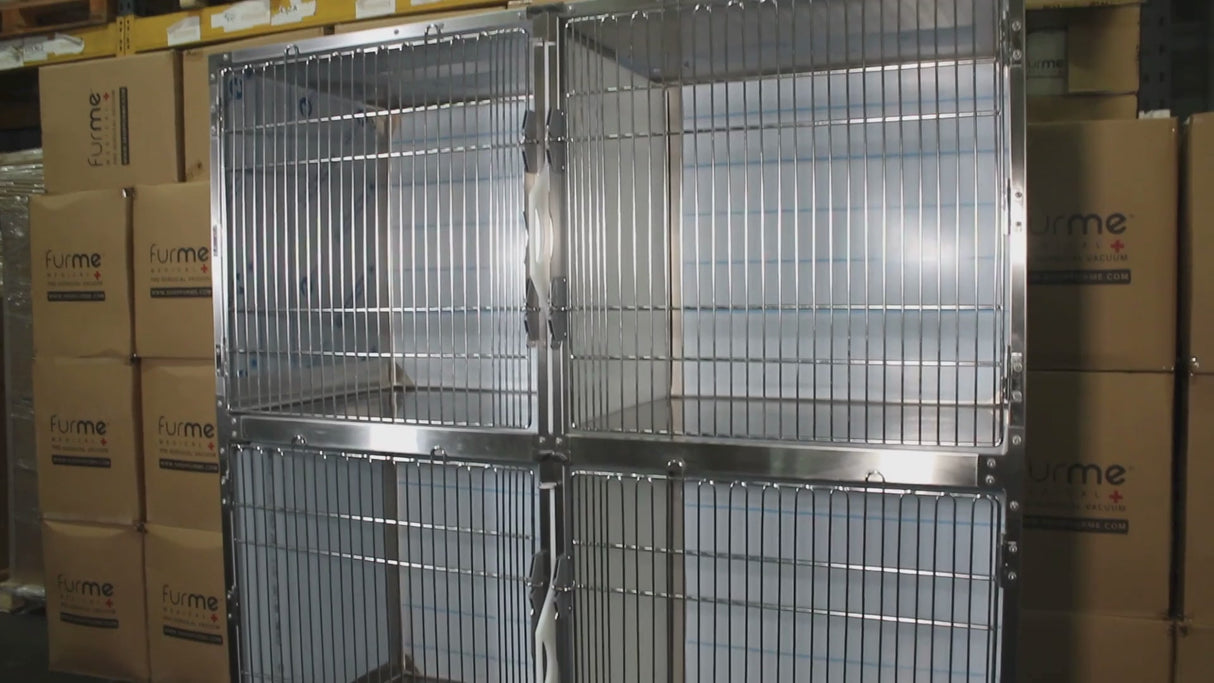 Assembled Stainless Steel Double Cage with Trolley - 1830 x 910mm