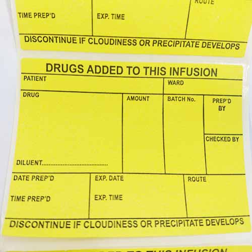 'Infusion Bag Drugs Added' Labels